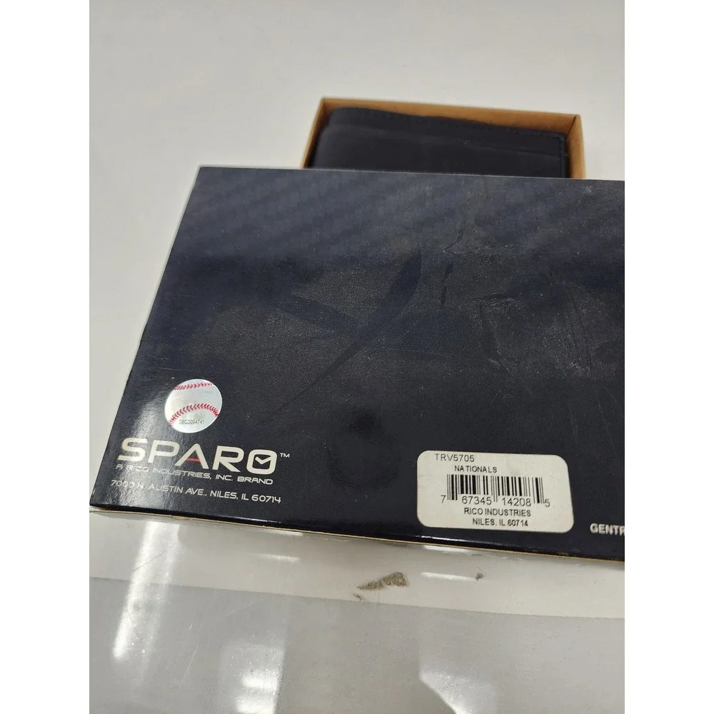 Sparo Mens Washington Nationals Bifold Travel Wallet Black Leather RFID Size OS